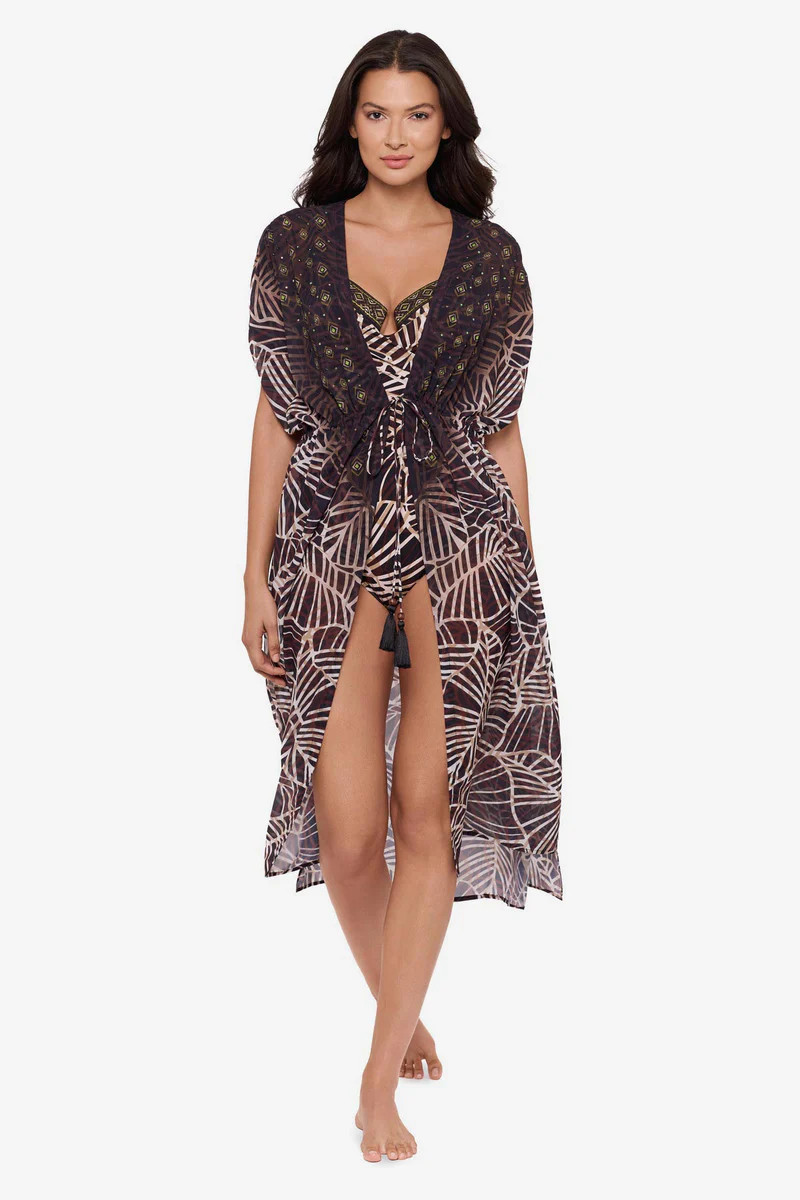 Miraclesuit Beaded Kimono Cover Up in Let's Be Fronds | MiracleSuit