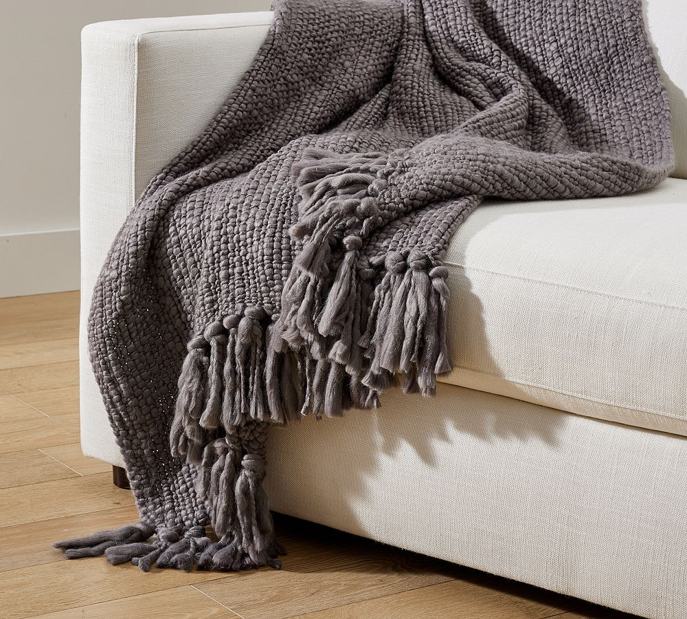 Textured Basketweave Knit Throw Blanket | Pottery Barn (US)
