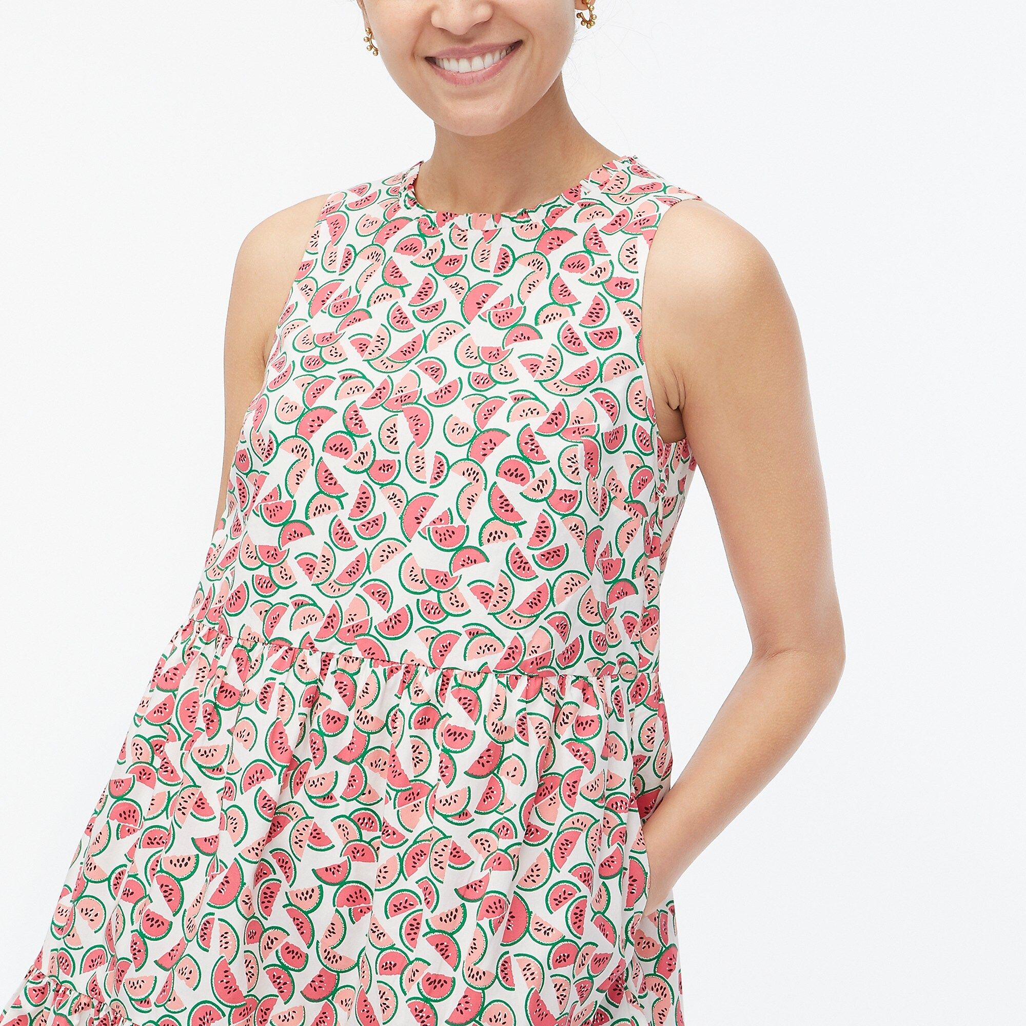 Sleeveless tiered mini dress in cotton poplin | J.Crew Factory