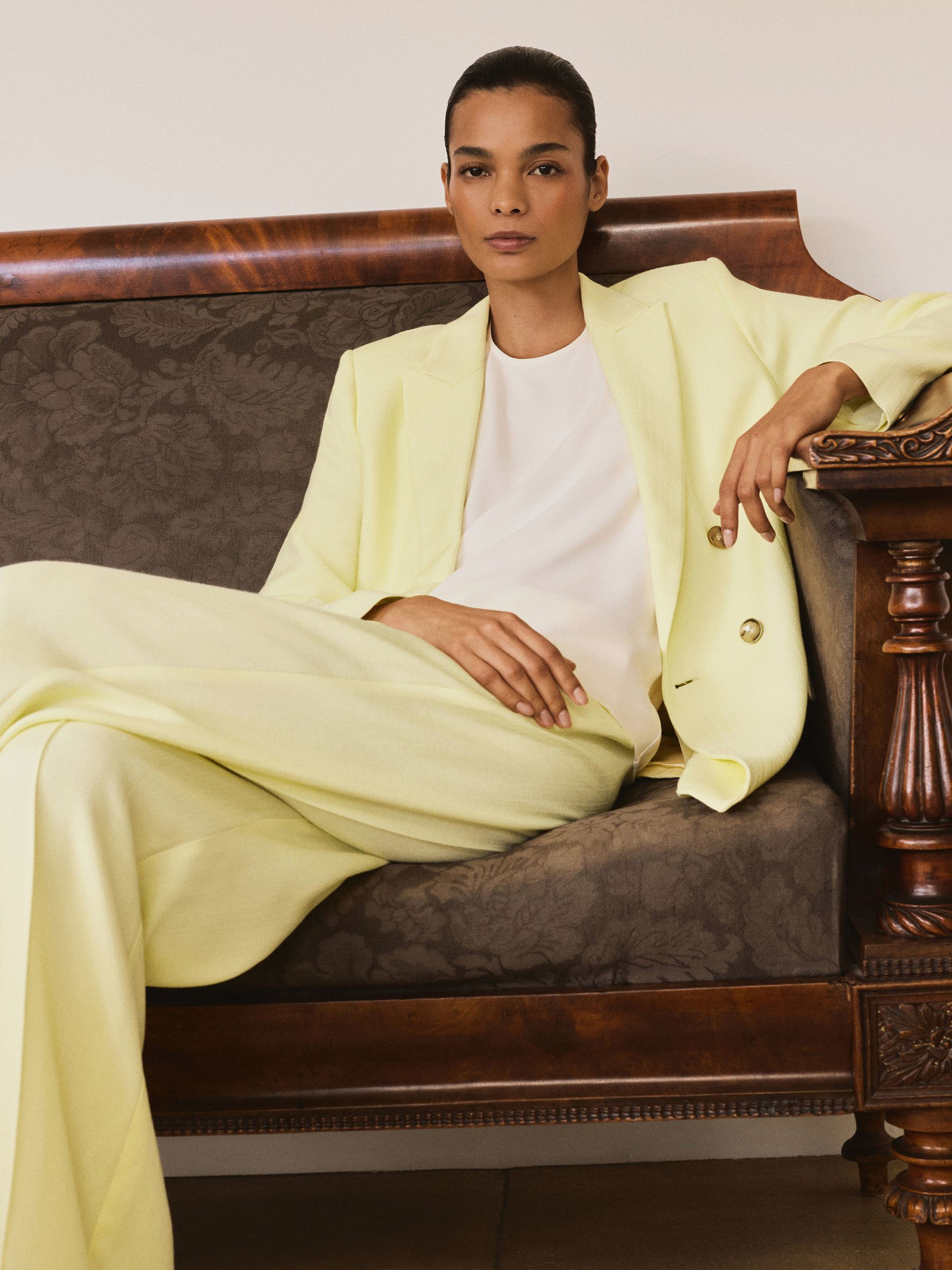 Reiss Double-Breasted Peak-Lapel Suit Jacket in Yellow | REISS | Reiss US