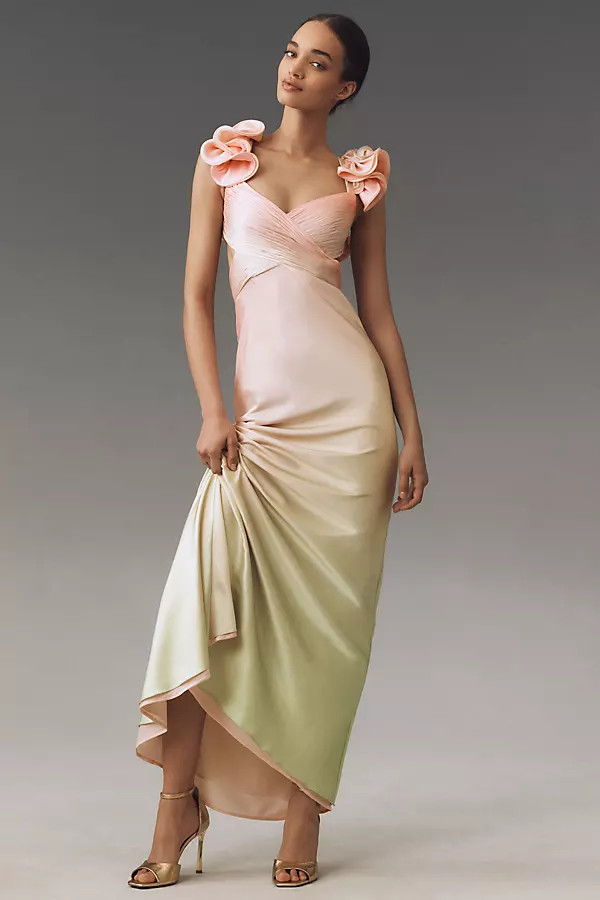 Mac Duggal Charmeuse Ruffle-Strap Maxi Dress | Anthropologie (US)