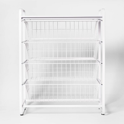 4 Drawer Metal Storage Organizer White - Brightroom™: Steel Utility Storage, Fixed Shelves, Universal Wire Drawers | Target