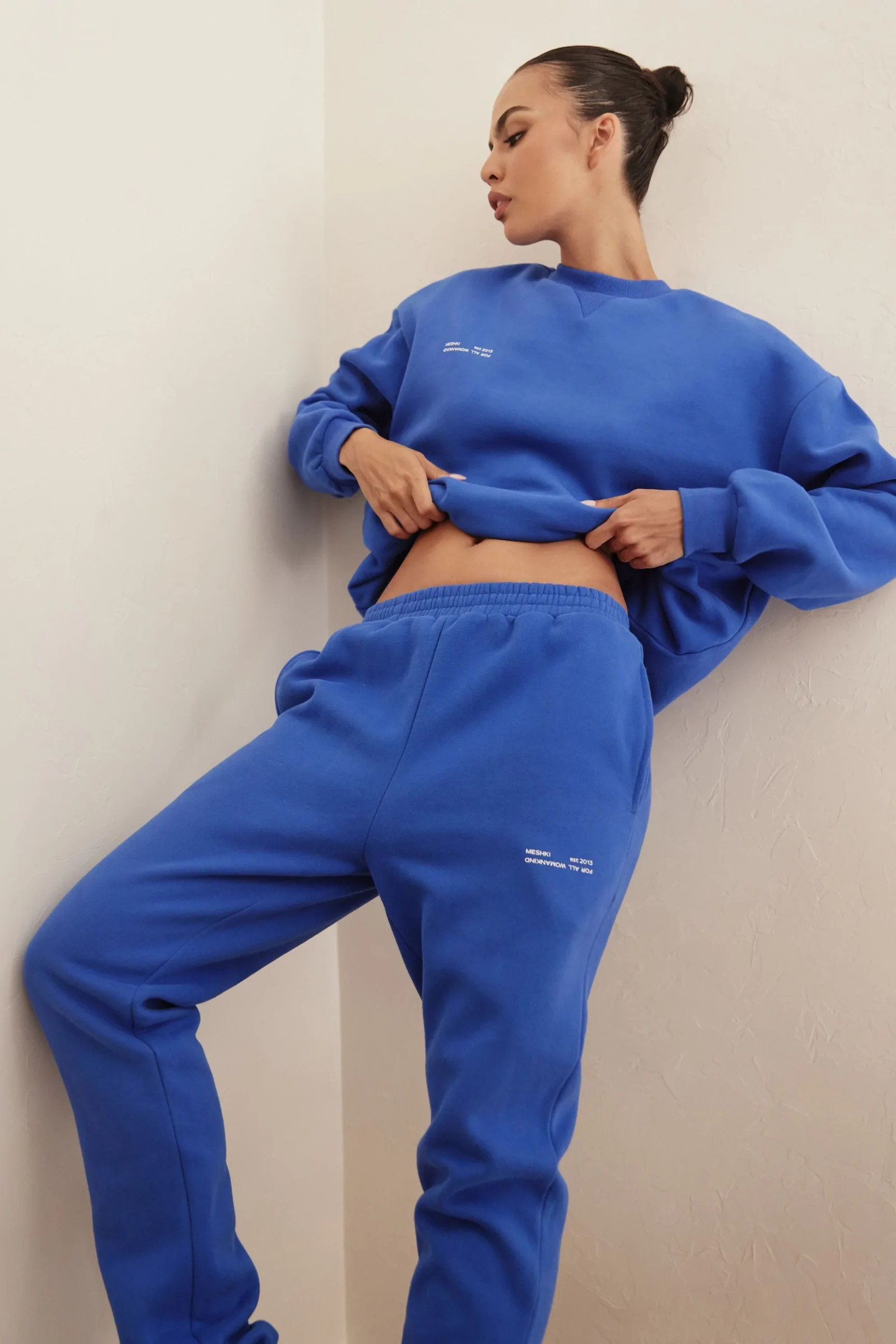 Camille Oversized Fleeceback Jogger - Cobalt Blue | MESHKI US