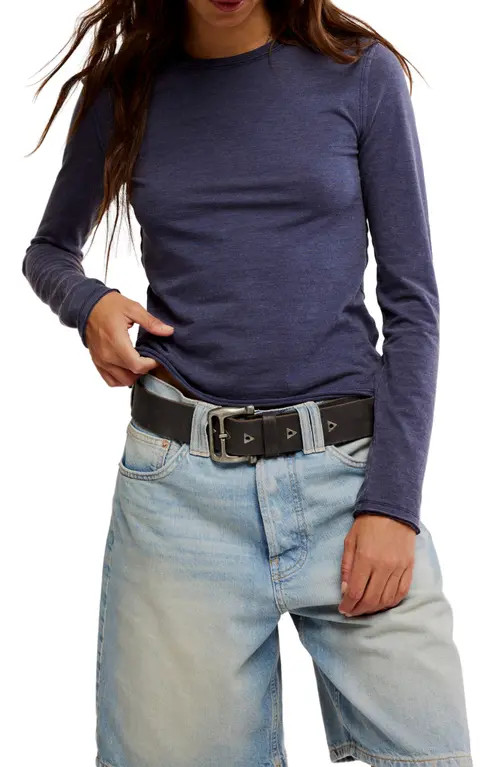 Free People Nova Long Sleeve T-Shirt in Peacoat at Nordstrom, Size X-Large | Nordstrom