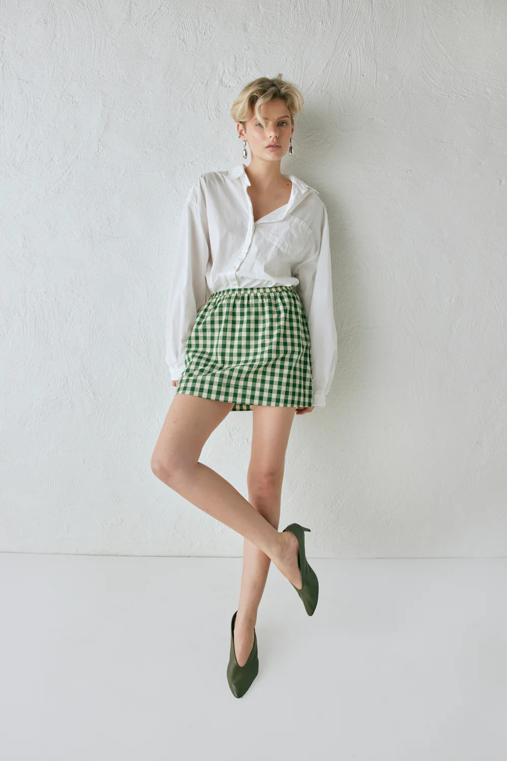 Elka Mini Skirt Green Check | VRG Grl