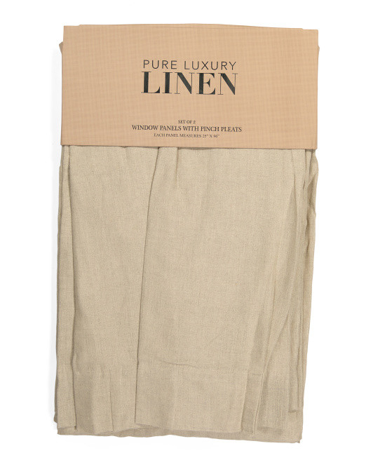 50x96 Set Of 2 Belgian Linen Pinch Pleat Lined Window Panels | TJ Maxx