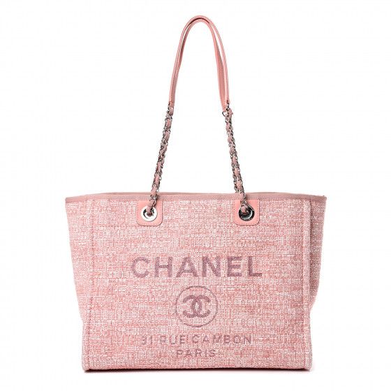 CHANEL Canvas Small Deauville Tote Pink | Fashionphile