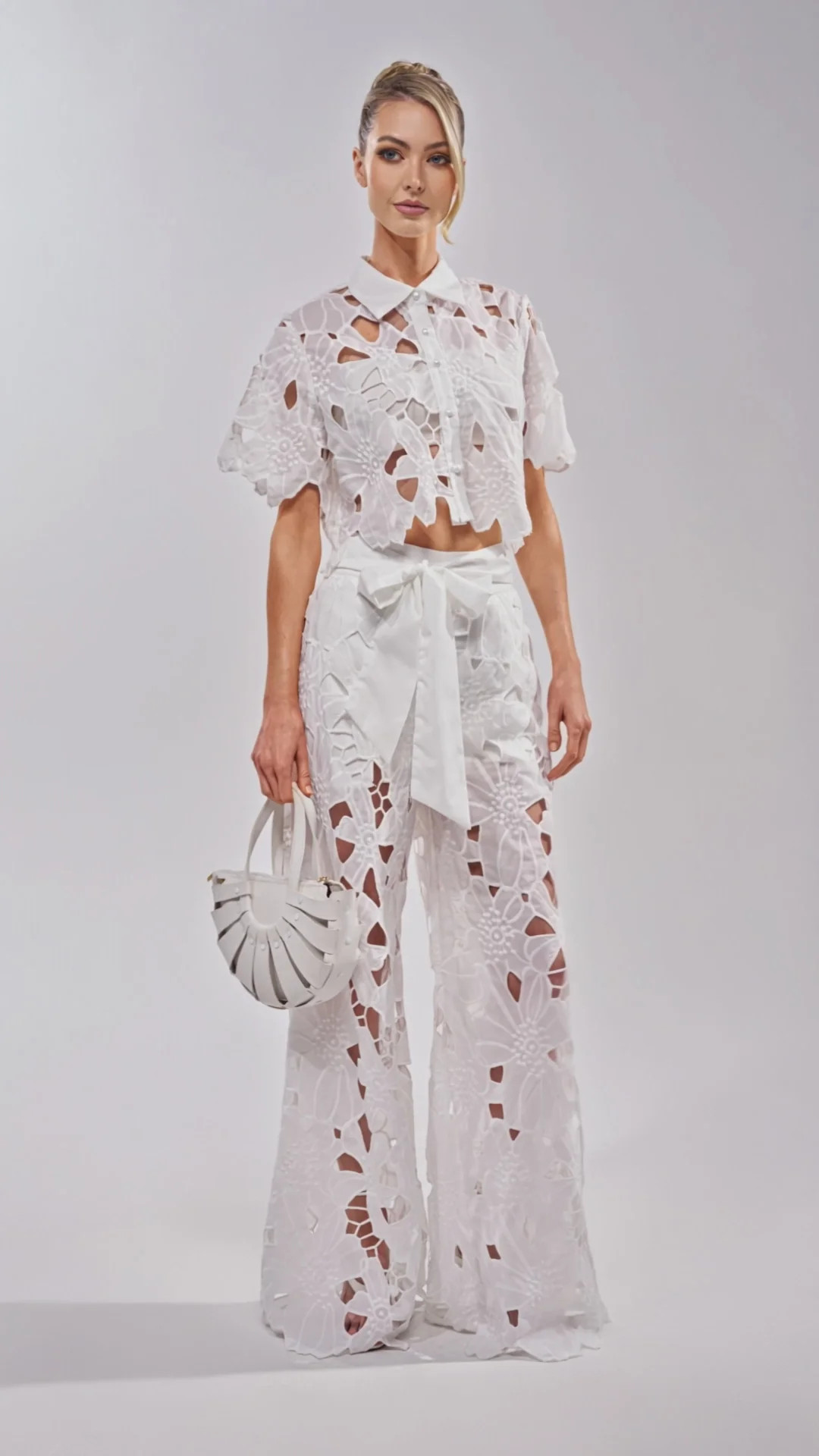 DOLLY FLORAL PALAZZO PANT IN WHITE | AKIRA