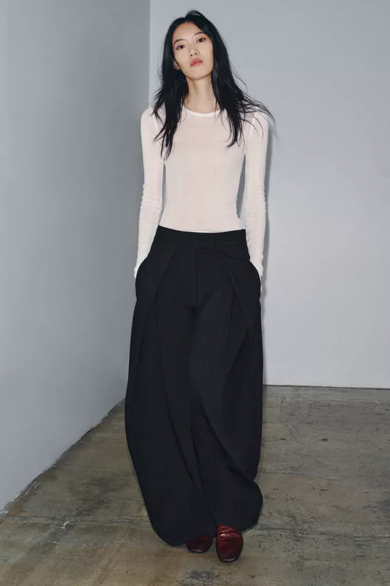 ZW COLLECTION PINSTRIPE PLEATED PANTS | Zara UK