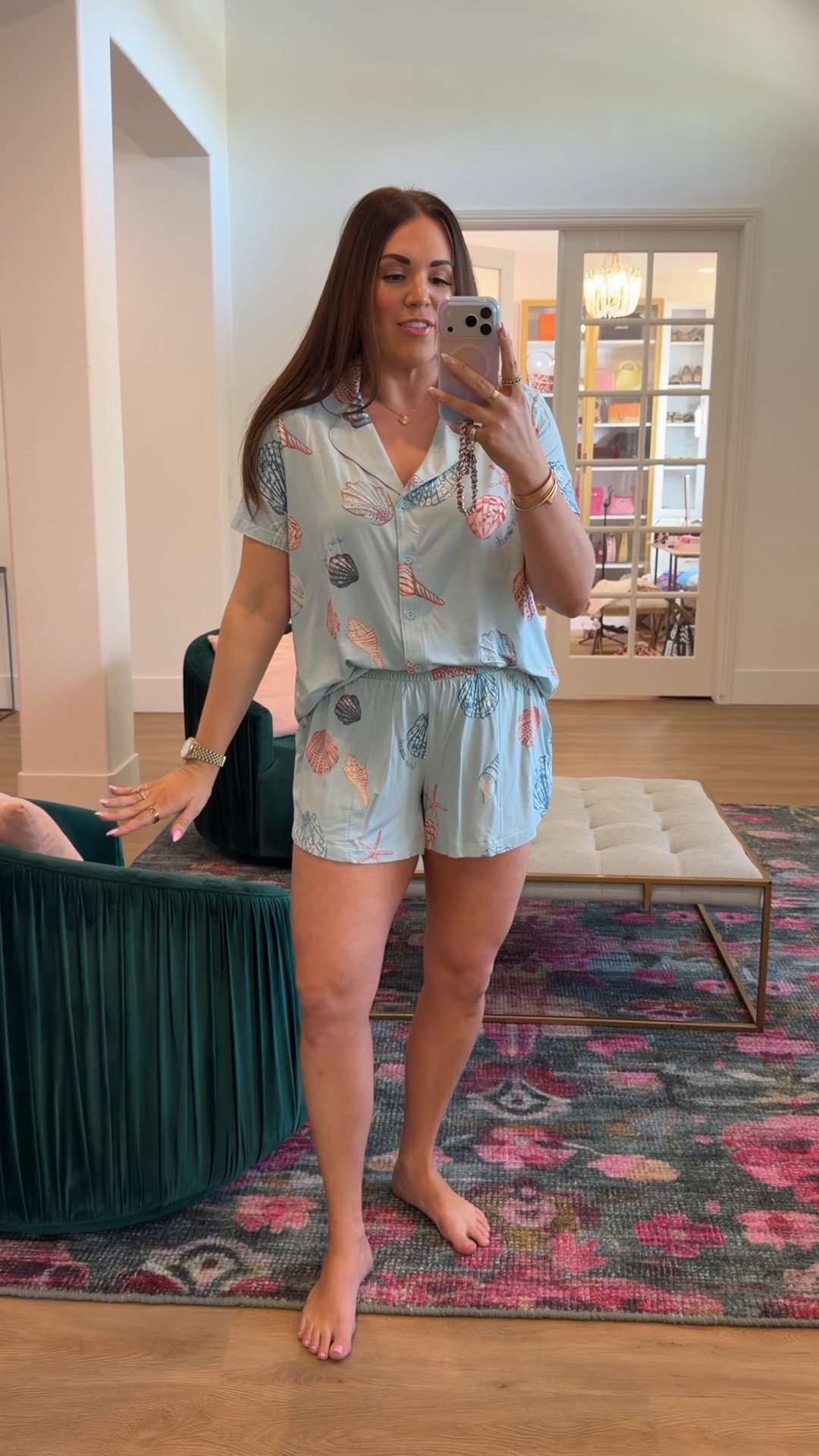 curvy midsize seashell pajamas for spring and summer! in size large in top and bottom 

#LTKMidsize #LTKSeasonal