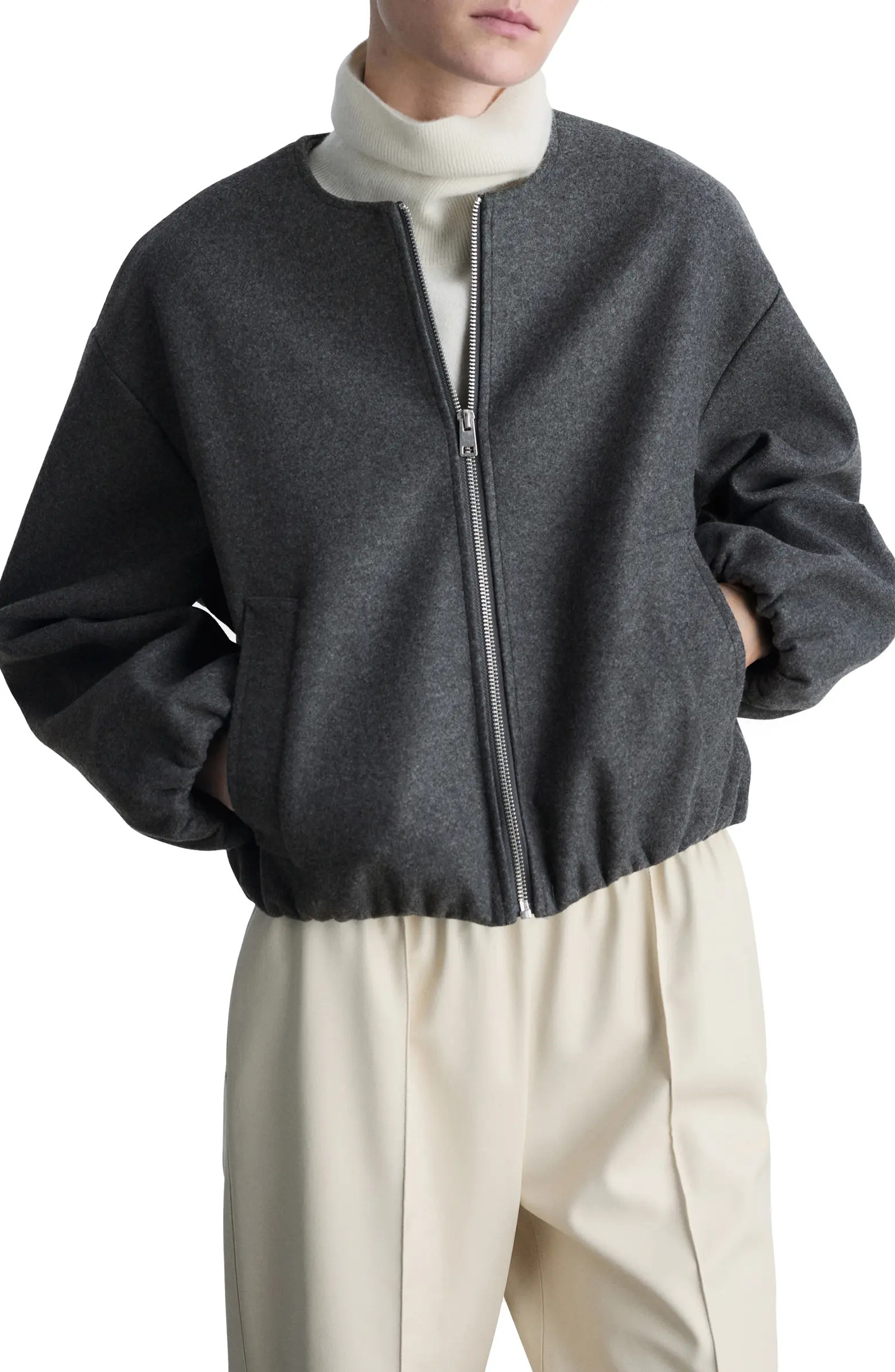 MANGO Gathered Waist Bomber Jacket | Nordstrom | Nordstrom