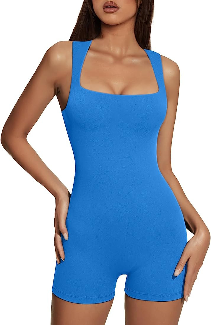 AUTOMET Womens Jumpsuits Unitard Bodysuits Shorts Rompers Tummy Control Sleeveless Seamless Yoga ... | Amazon (US)