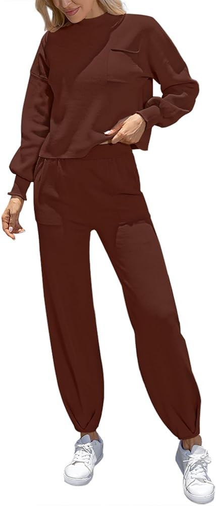 ETCYY NEW Sweater Sets Women 2 Piece Outfits 2023 Trendy Lounge Sets with Long Sleeve Knit Tops a... | Amazon (US)