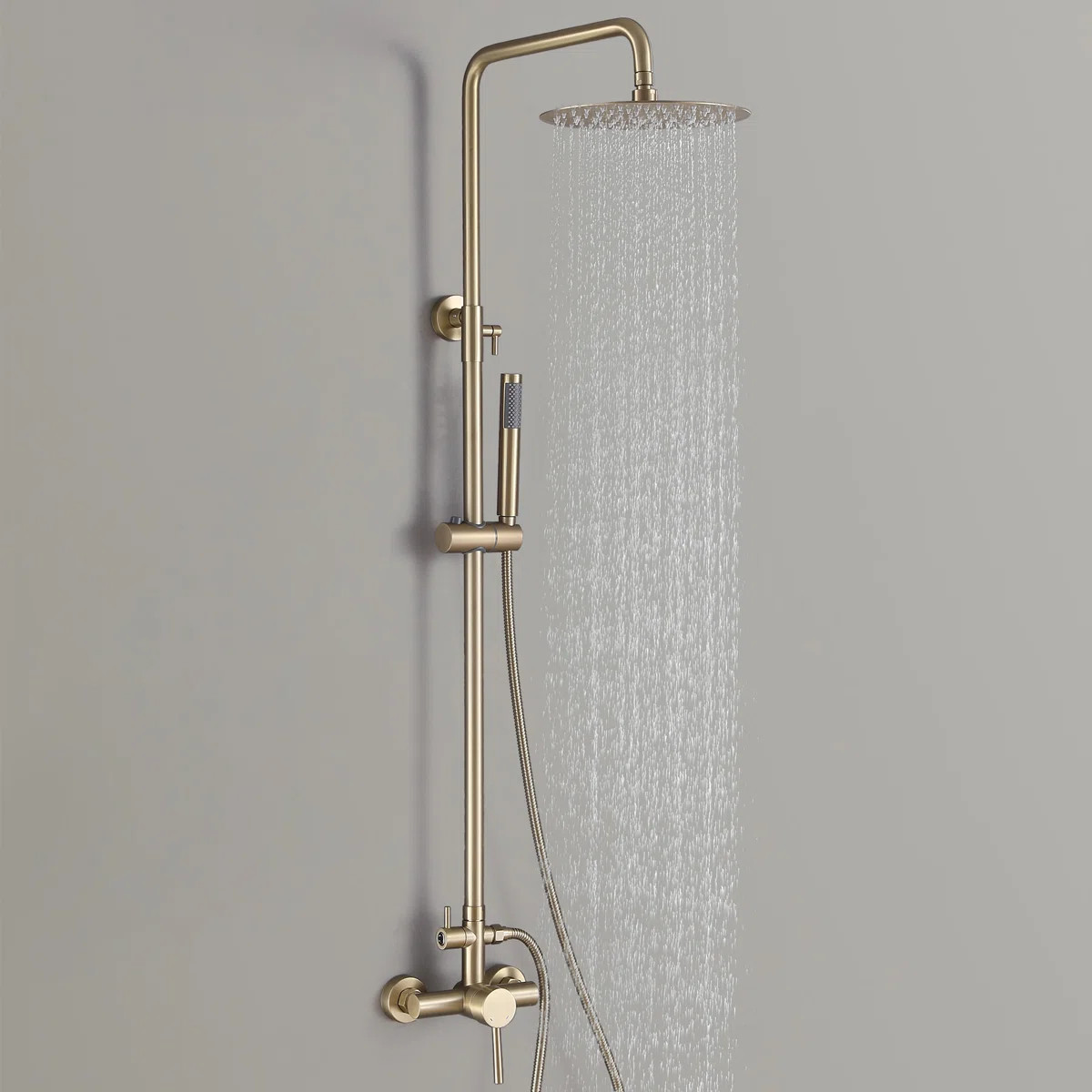 52"H Wall Mounted 304 Stainless Steel Rust-free Outdoor Shower with Handheld Shower with 10-Inch ... | Wayfair North America