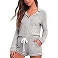 Aamikast Womens Pajama Sets Button Down Long Sleeve Sleepwear Soft 2 Piece Pjs Lounge Set | Amazon (US)