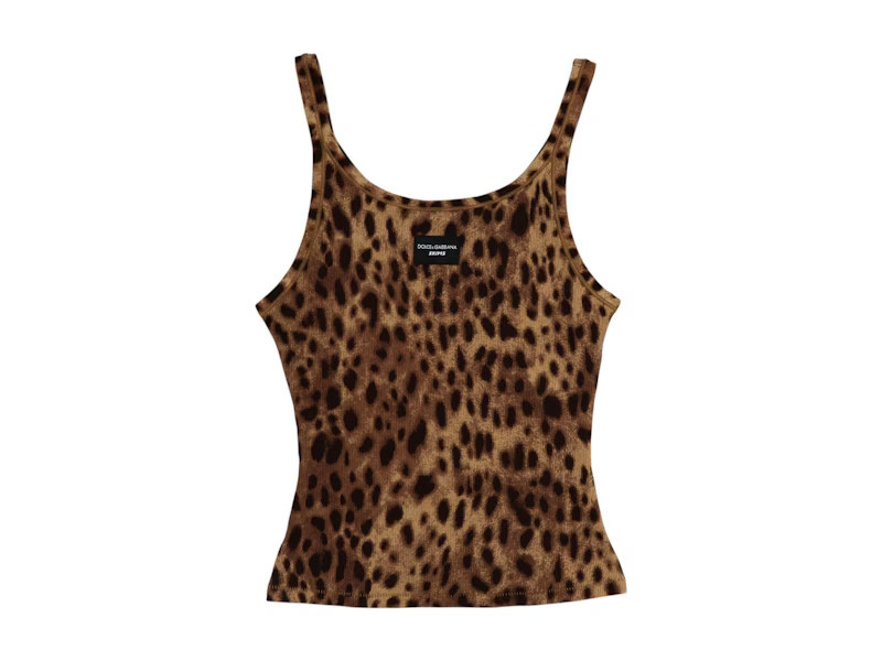 Women's SKIMS x Dolce&Gabbana Cotton Rib Scoop Tank in Leopard | StockX