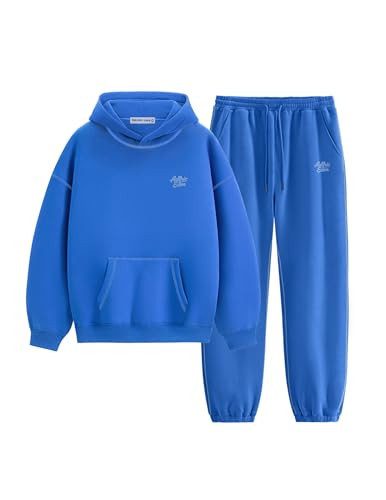 Aelfric Eden Womens 2 Piece Outfits Fleece Sweatsuit Lounge Sets Track Suits Sweat Matching Jogger Pants 2025 Fall Trendy Blue Large | Amazon (US)