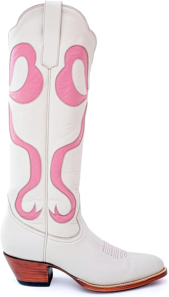 Pink Cowboy Cowgirl Boots for Women Cute Embroidered Bow Inlay Pull On Western Boots Almond Toe C... | Amazon (US)