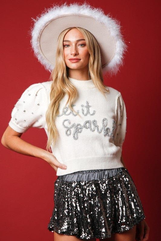 Let it Sparkle Cream Sweater | Caroline Hill