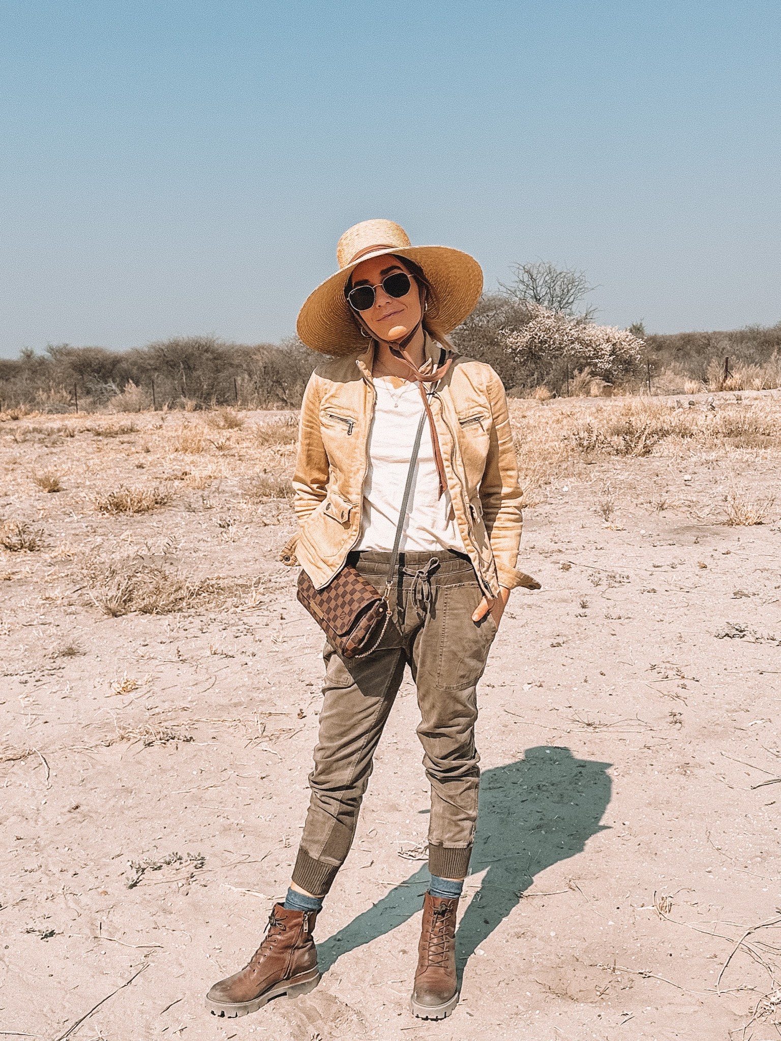 Safari style is all about utility pants and utility jackets with cozy tees🐘 
I’m obsessed with these James Perse mixed media pants & will be wearing them daily from here on out (linked other options for you). 
Jacket is vintage Ralph Lauren, so I found some other good options for ya 🫶

#LTKtravel #LTKstyletip #LTKHoliday