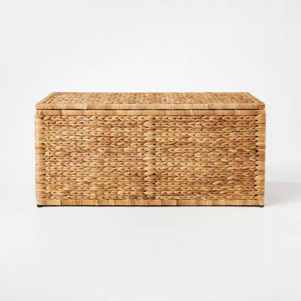 Natural Woven Storage Bench - Threshold™ designed with Studio McGee: Metal Frame, Fish Scale Pa... | Target