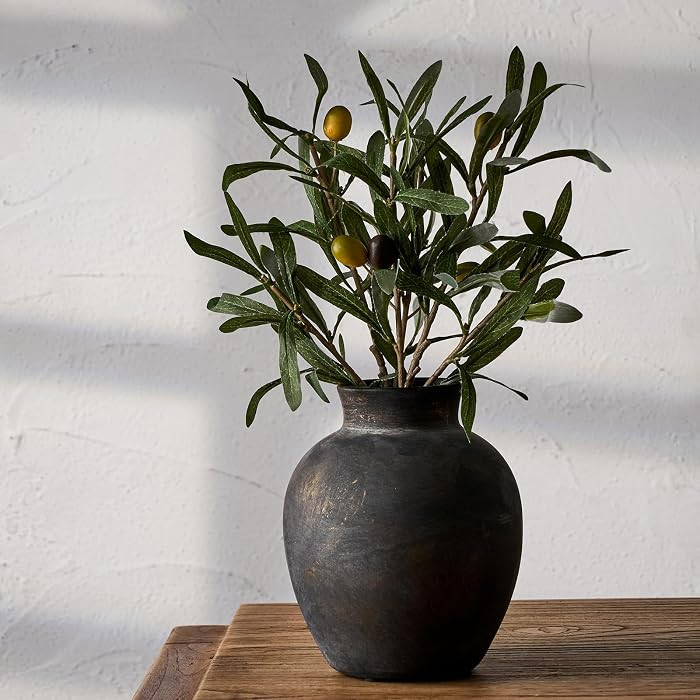 SIDUCAL Ceramic Decorative Flower Vase | 6 Inch Pottery Rustic Farmhouse | Boho | Terracotta Vase for Home Decor, Table, Living Room, Bathroom, Shelf, Mantel Decoration, Bronze | Amazon (US)
