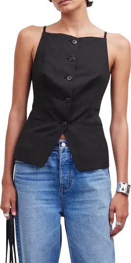 Square Neck Drapey Twill Vest | Nordstrom