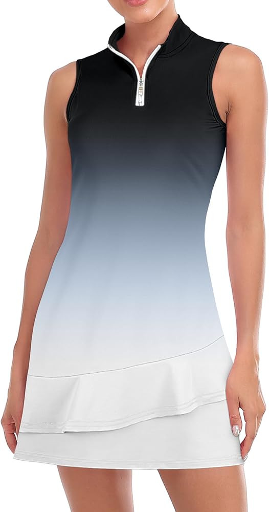 Viracy Tennis Dress for Women Sleeveless Golf Dresses with Shorts and Pockets Ruffle Zip Up Stand... | Amazon (US)