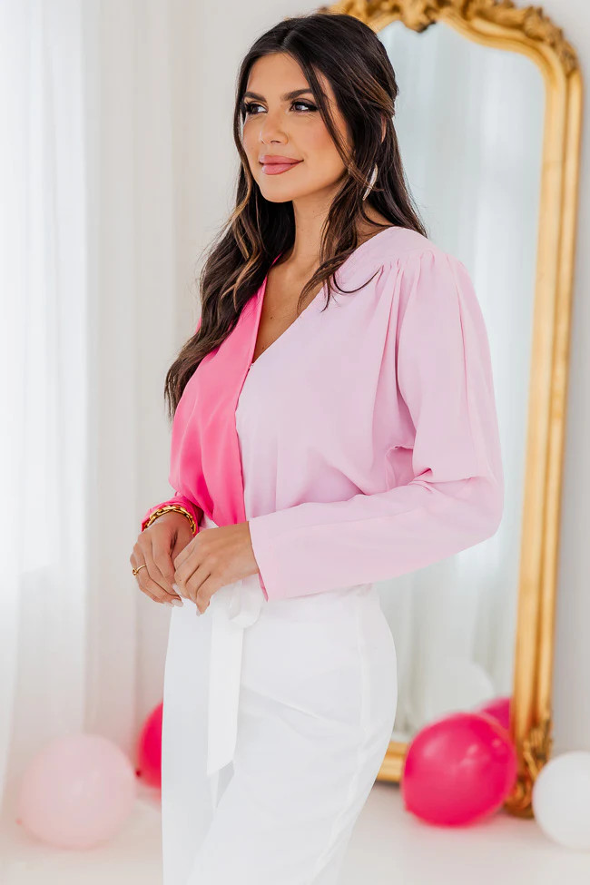 Love Like Mine Colorblock Pink Splice Bodysuit | Pink Lily