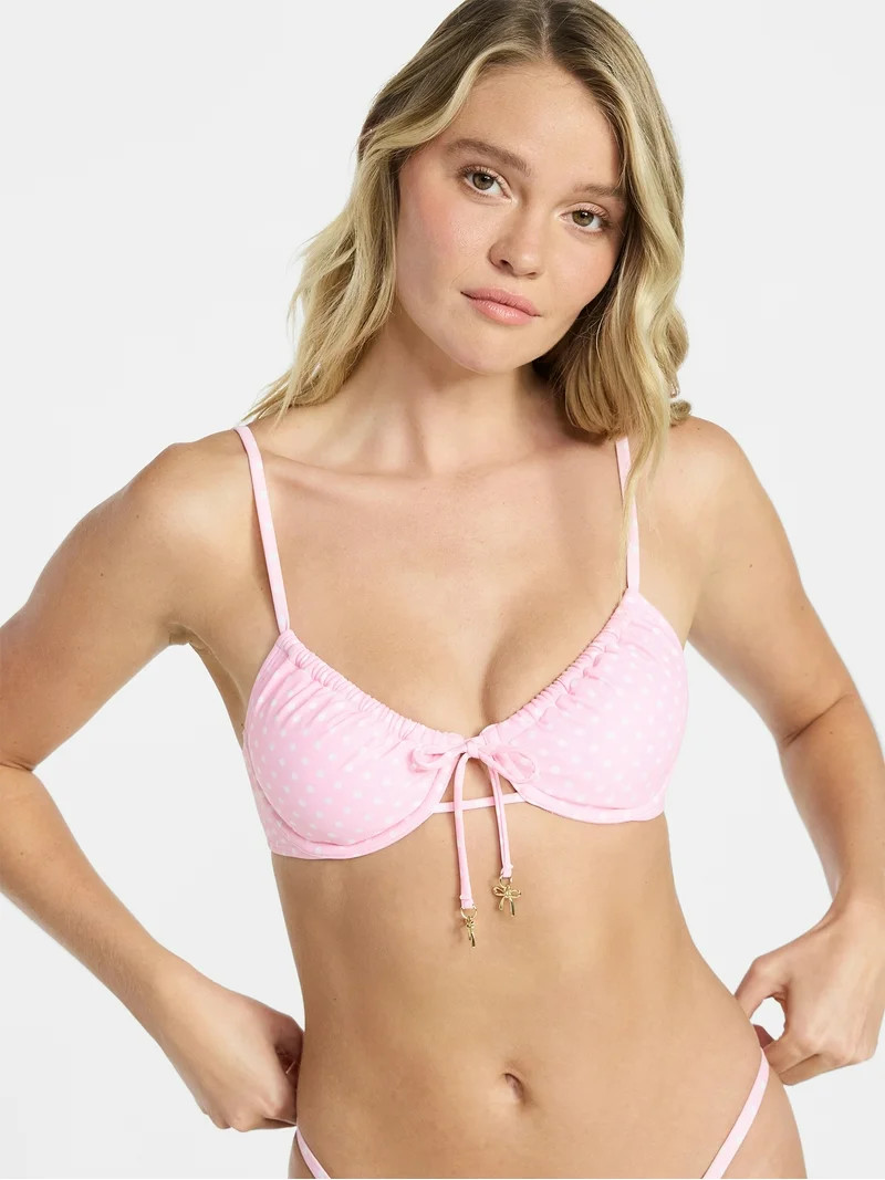 No Boundaries Polka Dot Print Underwire Bikini Top, Women’s XXS-XXL | Walmart (US)