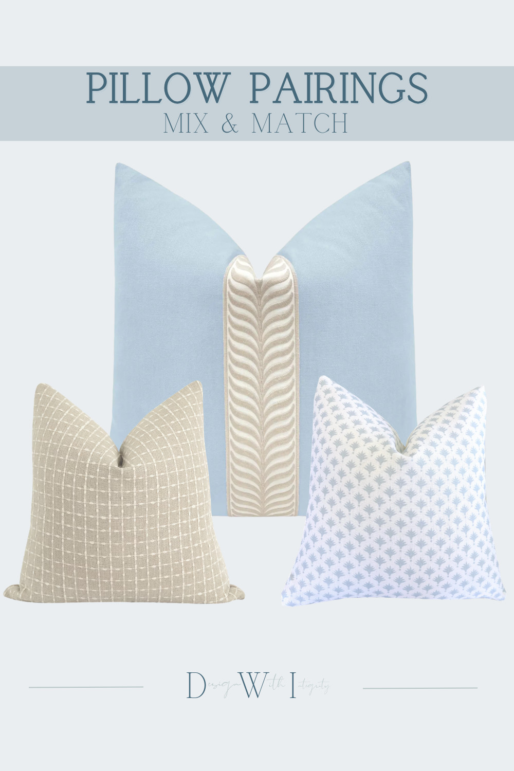 Soft blue and warm neutrals are one of those combinations that always feels timeless.

This pillow pairing balances a serene powder blue with warm taupe and ivory for a look that feels polished without being overly coordinated. The tailored contrast band creates a strong focal point, while the subtle grid and petite botanical patterns introduce just enough variation in scale. Layering these softer prints with solid color and dimensional trim gives the combination depth while keeping the overall palette light and calming.

A beautiful pairing for creating an elevated, collected look on a sofa, sectional, accent chair, or bed. Shop the curated pillows through my LTK to recreate the combination.

#PillowPairings #PillowStyling #BlueAndNeutralDecor #InteriorStyling #DesignerDecor #ThrowPillows #HomeDecorInspiration 

 #LTKHome