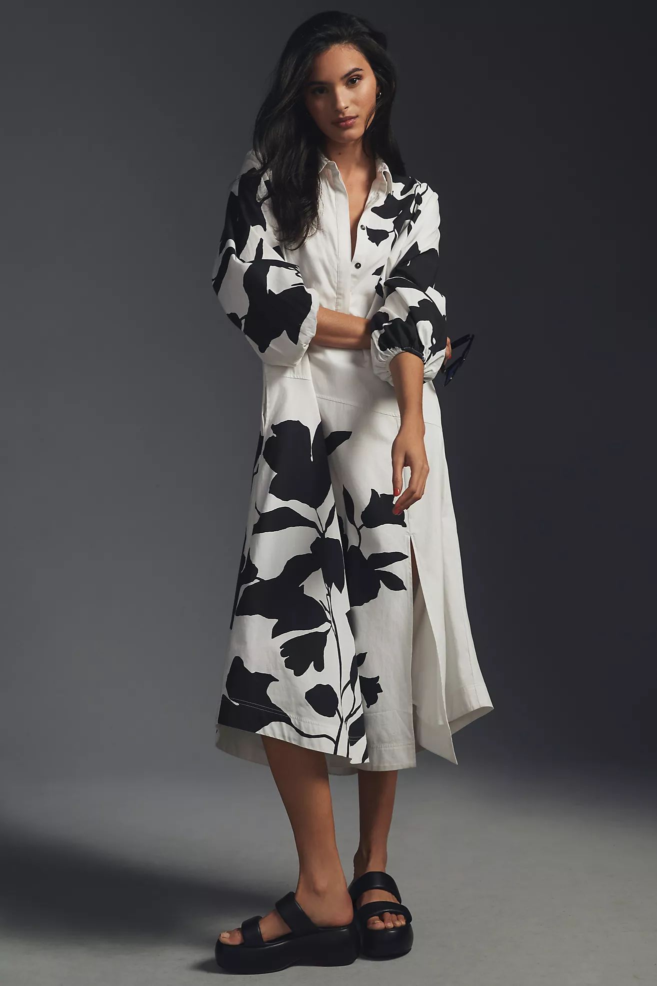 Jo Faulkner Button-Front Asymmetrical Dress | Anthropologie (US)