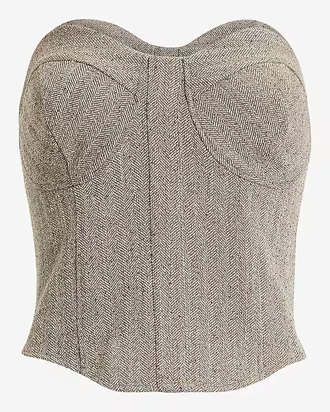 Textured Herringbone Strapless Corset Tube Top | Express