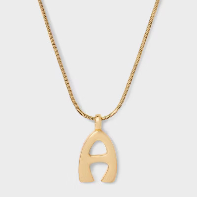 Round Snake Chain Initial Necklace- A New Day™ Gold | Target