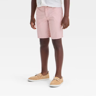 Boys' Flat Front 'At the Knee' Chino Shorts - Cat & Jack™ Pink 14 | Target