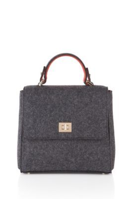 Hugo Boss Bespoke T.Handle S-F Wool Bag, Detachable Shoulder Strap One Size Charcoal | Hugo Boss (US)