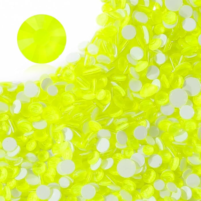 Neon Yellow Flatback Rhinestones, Glass Rhinestones for Nail Art and Craft, Glue Fix, Loose Cryst... | Amazon (US)