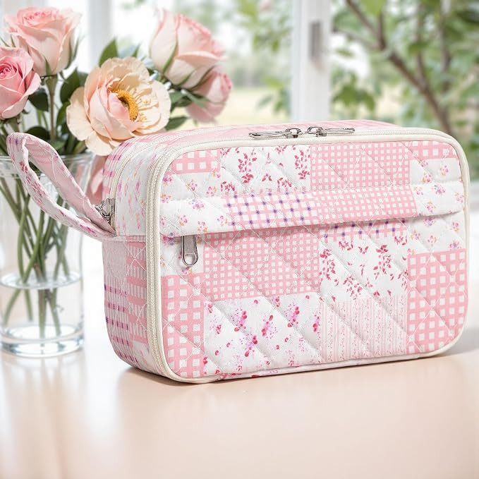 WOBAGMEN Quilted Pencil Pouch for Girls Women, Large Pencil Case Pouch with Compartments Cute Aes... | Amazon (US)