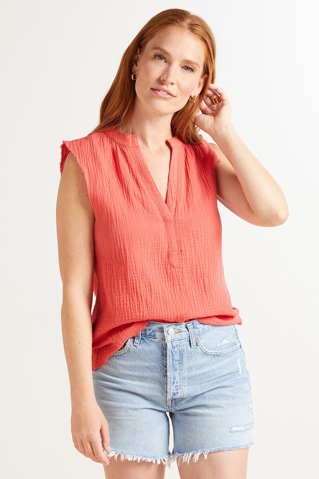 Luna Gauze V Neck Top | Evereve