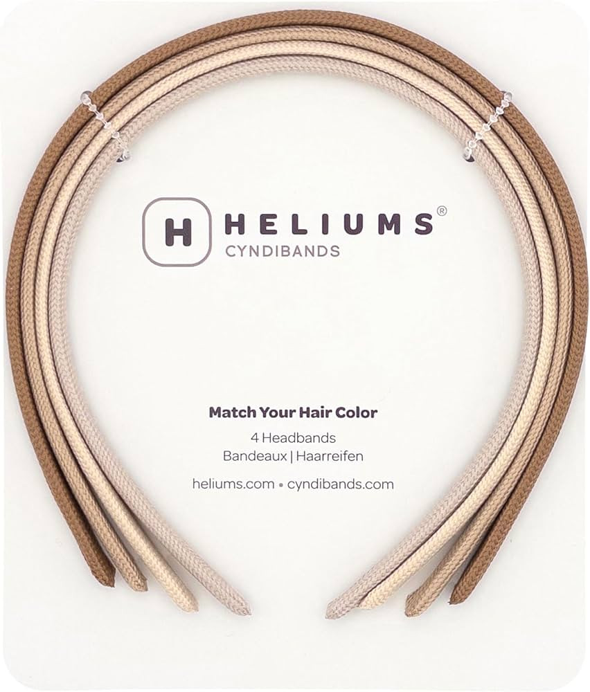 Heliums Thin Headbands For Women - 8mm Stylish Hairbands for Girls, 4 Count, Blends with Hair Col... | Amazon (US)