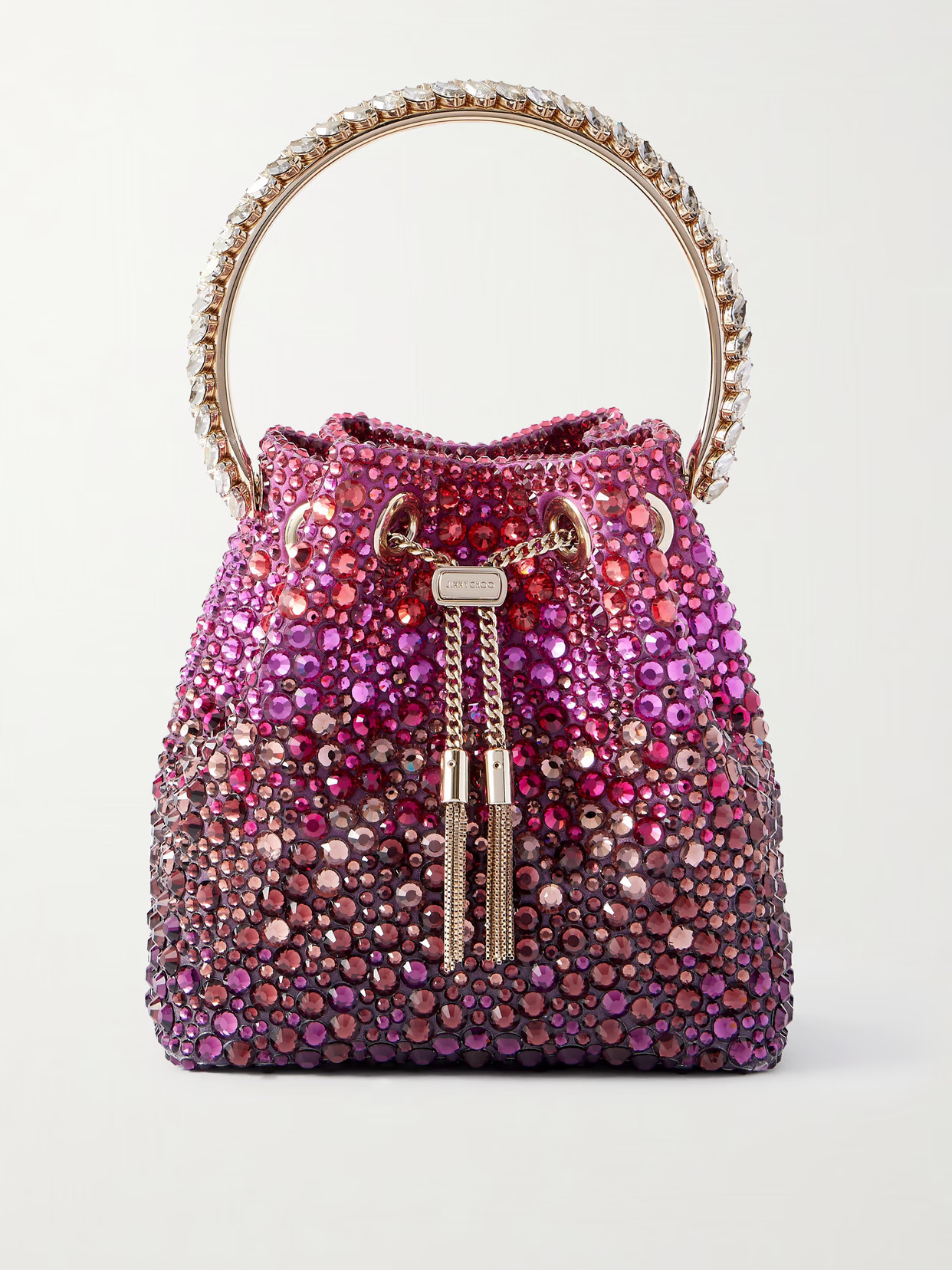 Jimmy Choo - Bon Bon Crystal-embellished Satin Bucket Bag - Purple | NET-A-PORTER (US)