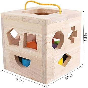 GEMEM Shape Sorter Toy My First Wooden 12 Building Blocks Geometry Learning Matching Sorting Gift... | Amazon (US)