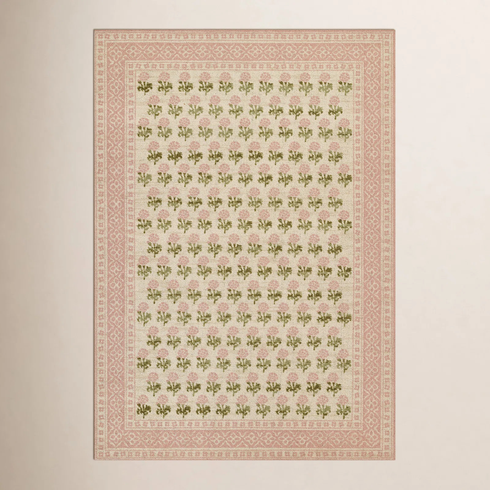 Momeni Bibury Traditional Floral Wool and Nylon Pink Area Rug | Birch Lane