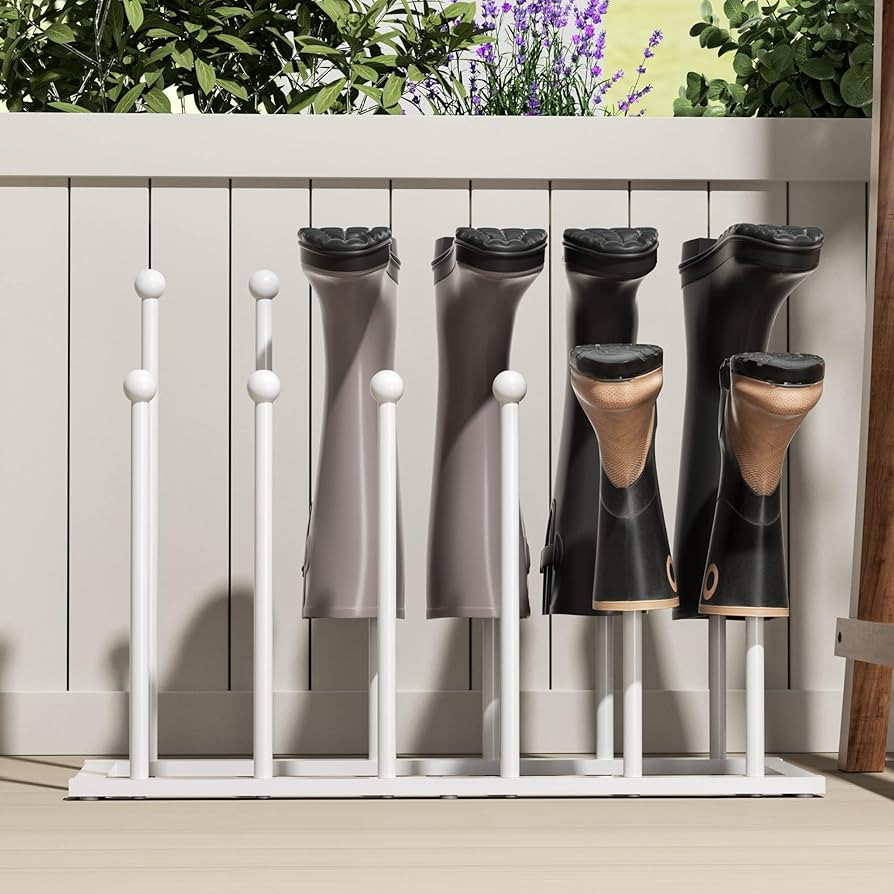 Free Standing Shoe Racks - White Metal Boot Rack, Shoe Organizer for Dorm Room, Closet, Entryway,... | Amazon (US)
