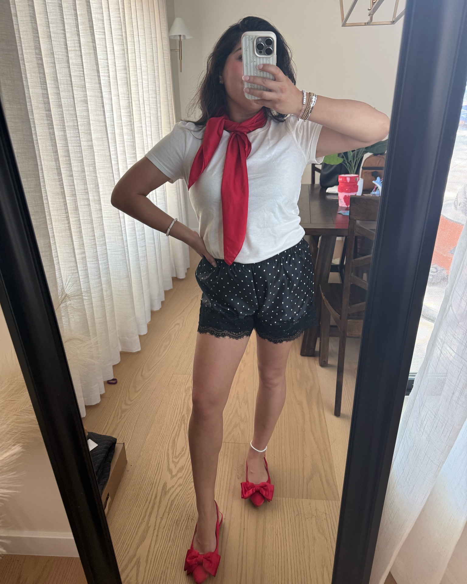 I live a polka dot look/shorts with a pop of red 😍

#LTKgrwm #LTKootd #LTKmomlife