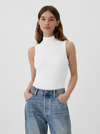 Ribbed Sleeveless Mockneck T-Shirt | Gap Factory