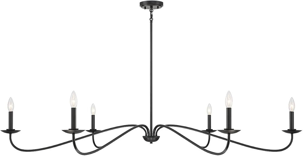 FR100119MBK Farmhouse 6-Light Rustic Candle Chandelier, Modern Chandelier for Dining Room, Dimmab... | Amazon (US)