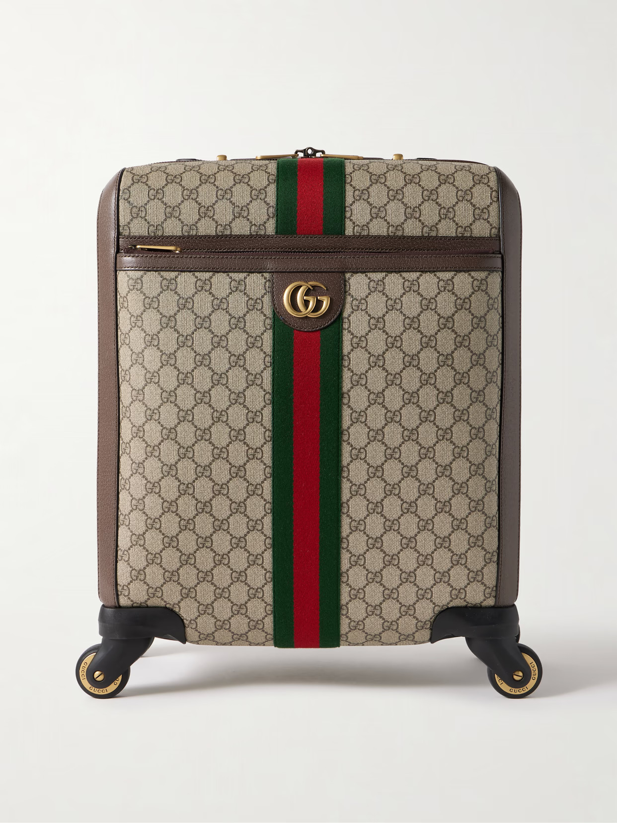 Gucci - Savoy Leather-trimmed Printed Coated-canvas Suitcase - Brown | NET-A-PORTER (US)