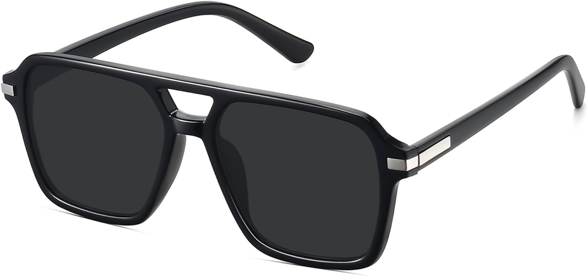 Retro Aviator Sunglasses for Women Men Trendy Classic Square 70s 80s 90s Vintage Shades Double Br... | Amazon (US)