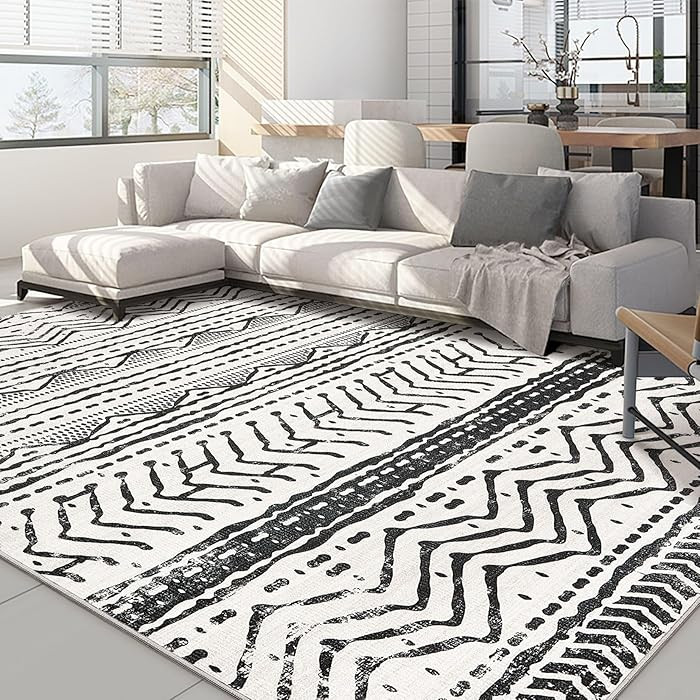 Nakagishi Black Rug Living Room Rugs: 9x12 Machine Washable Boho Large Neutral Modern Soft Morocc... | Amazon (US)